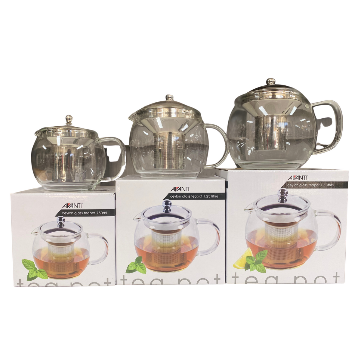 Avanti Ceylon Glass Teapot (750ml, 1.25L, 1.5L) Ronita