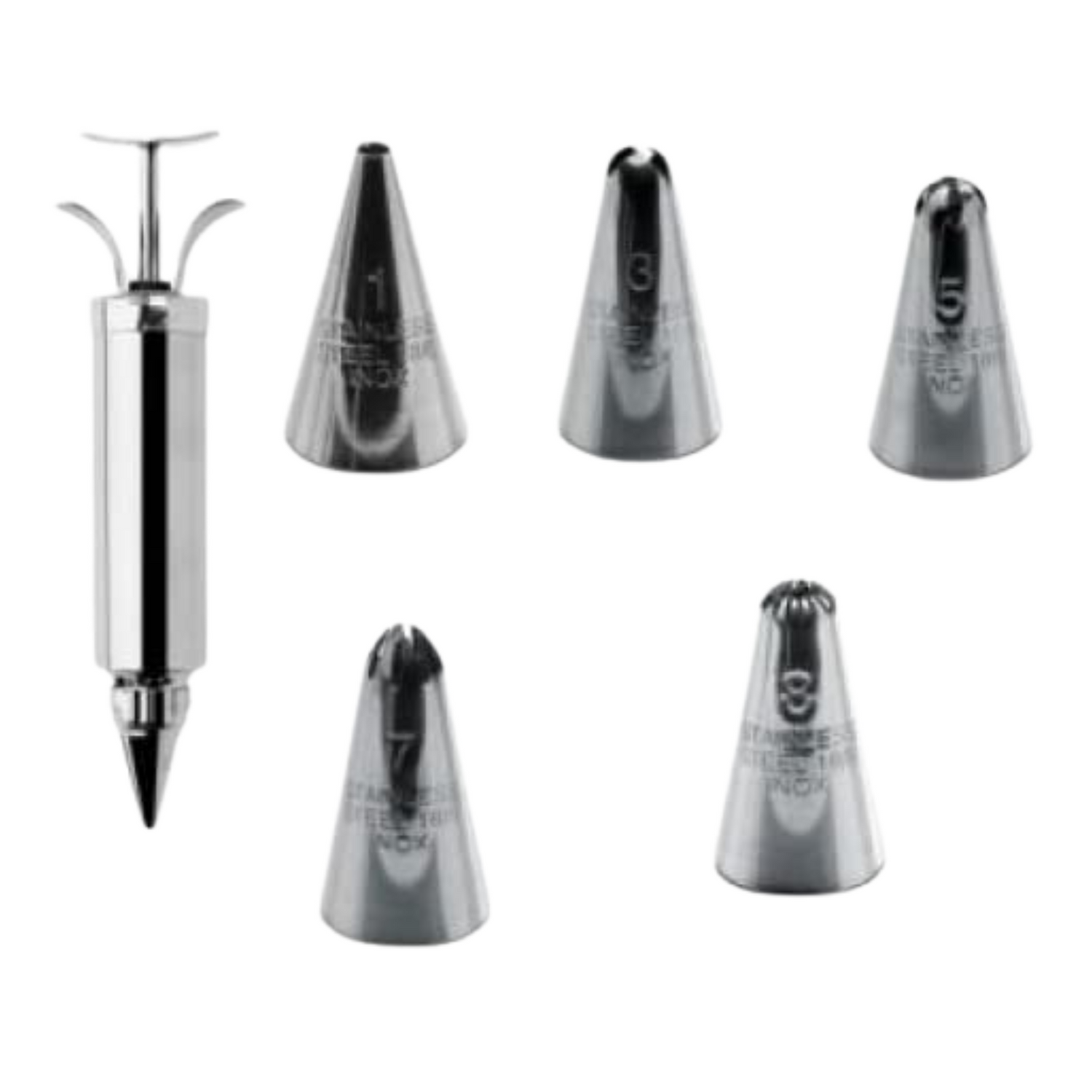 Stainless Steel Icing Syringe- Interchangable Nozzles Euro Line